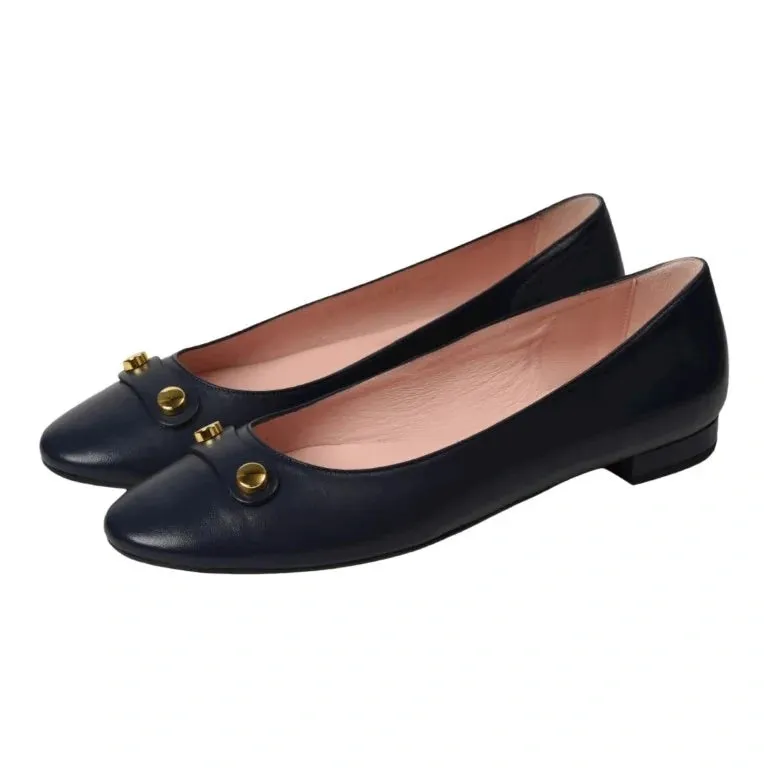 43877 - Navy Soft Leather Flats for Teen/Women by Pretty Ballerinas