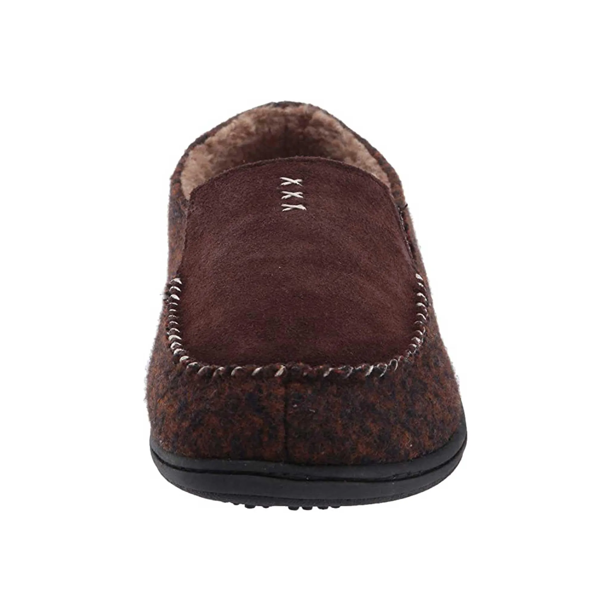 Acorn Men's Crafted Moc Slippers - Suede and Faux Wool, Walnut, X-Large | A19016WALMXL