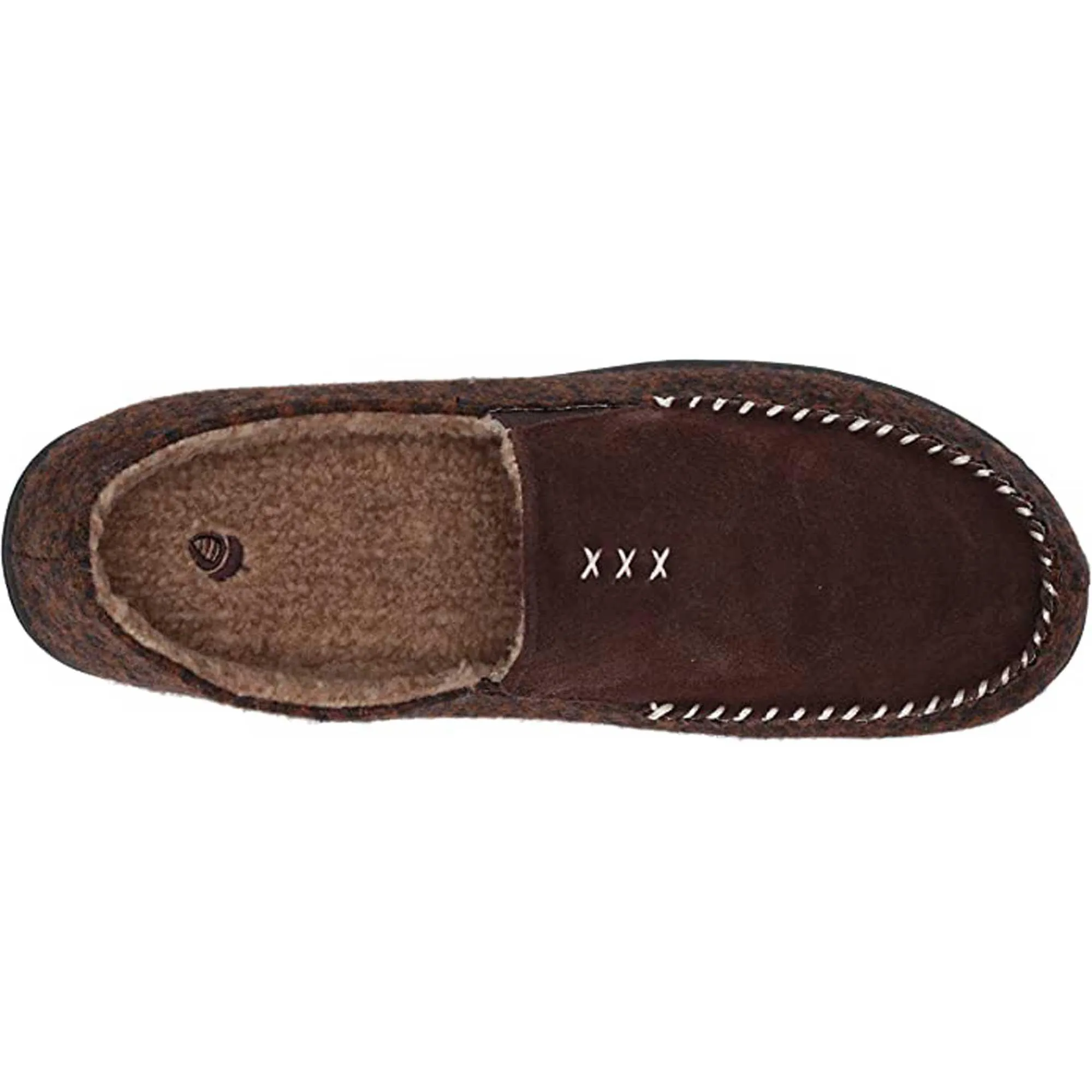 Acorn Men's Crafted Moc Slippers - Suede and Faux Wool, Walnut, X-Large | A19016WALMXL