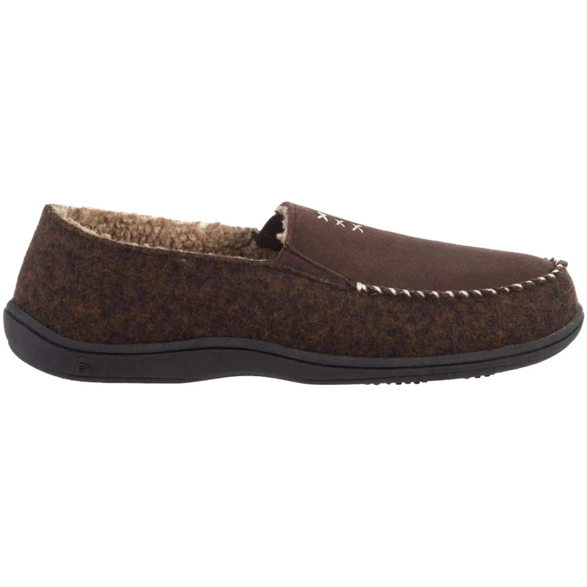 Acorn Men's Crafted Moc Slippers - Suede and Faux Wool, Walnut, X-Large | A19016WALMXL