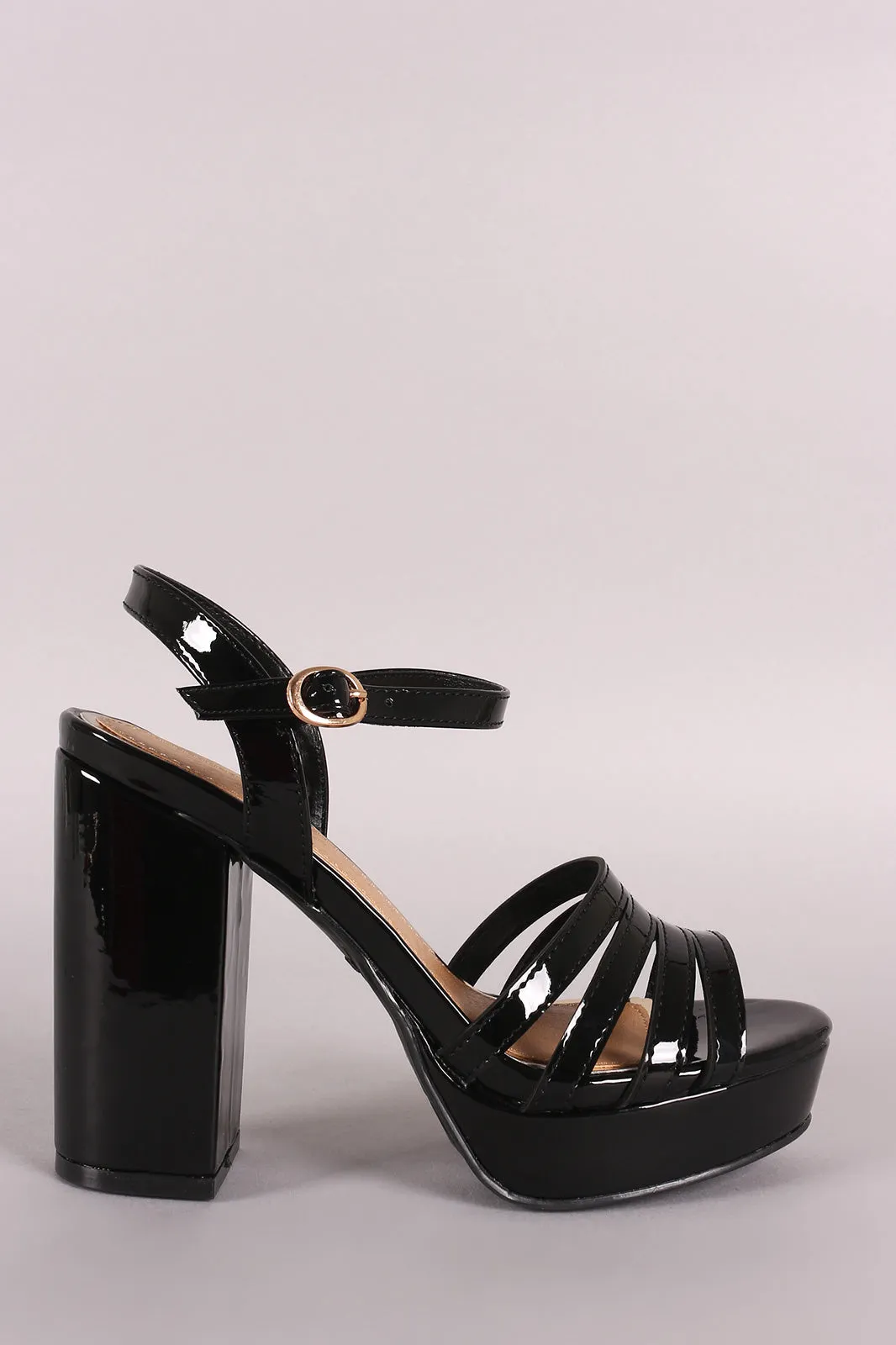 Bamboo Strappy Ankle Strap Platform Chunky Heel