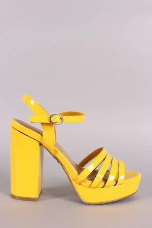 Bamboo Strappy Ankle Strap Platform Chunky Heel