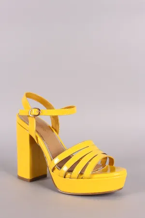 Bamboo Strappy Ankle Strap Platform Chunky Heel