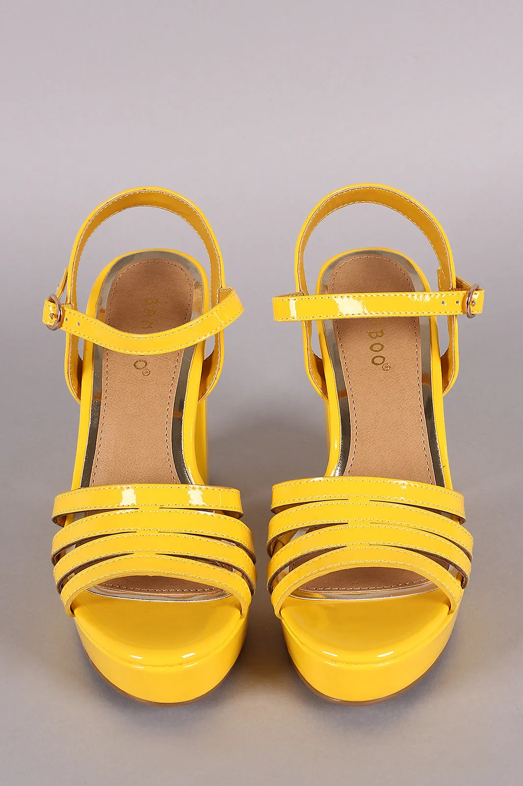 Bamboo Strappy Ankle Strap Platform Chunky Heel