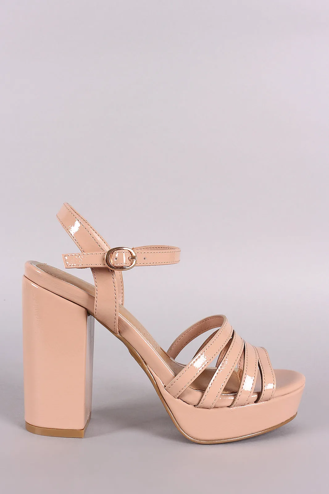 Bamboo Strappy Ankle Strap Platform Chunky Heel