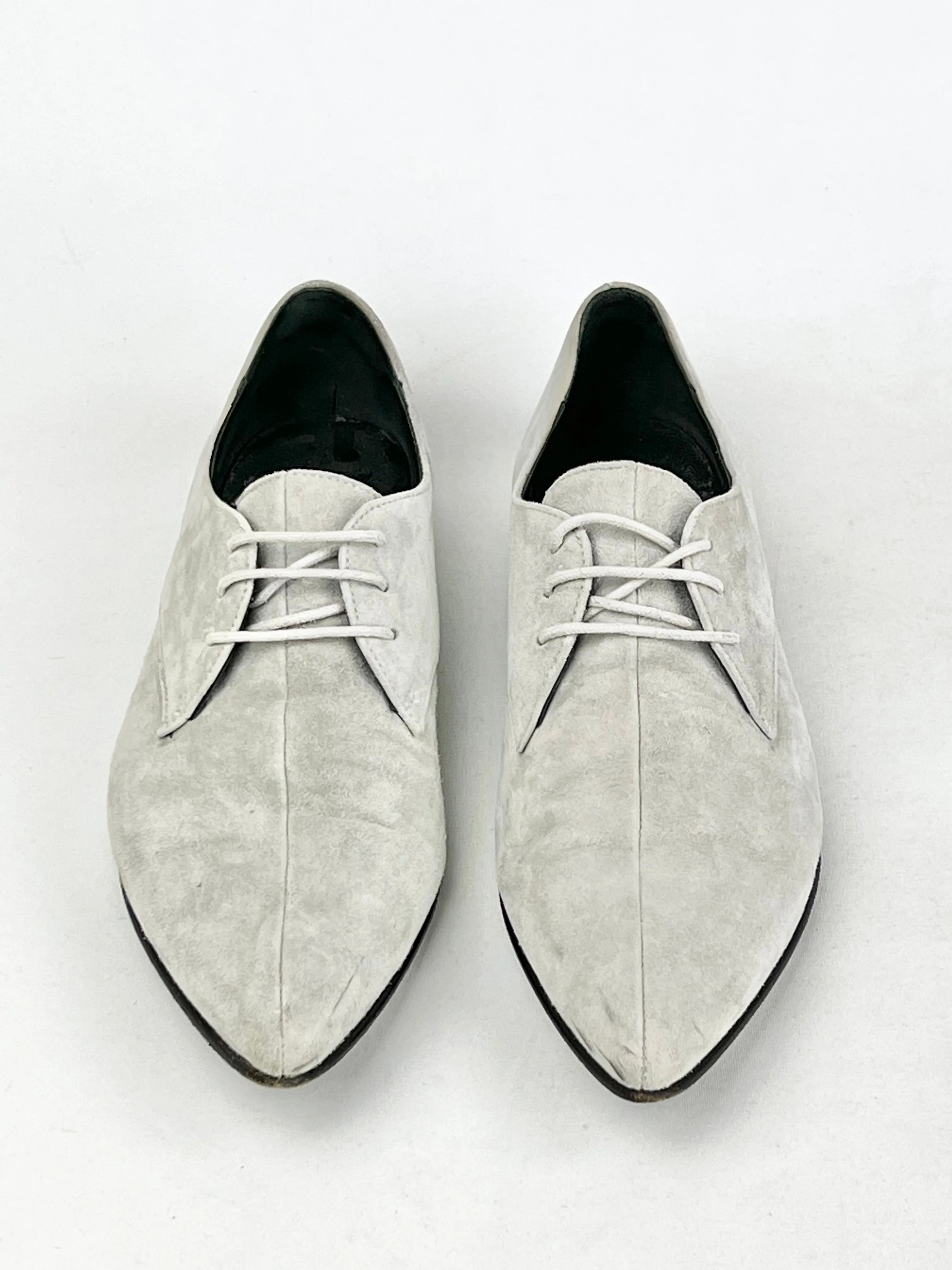 Bassike Grey Lace Up Suede Flat - EU38