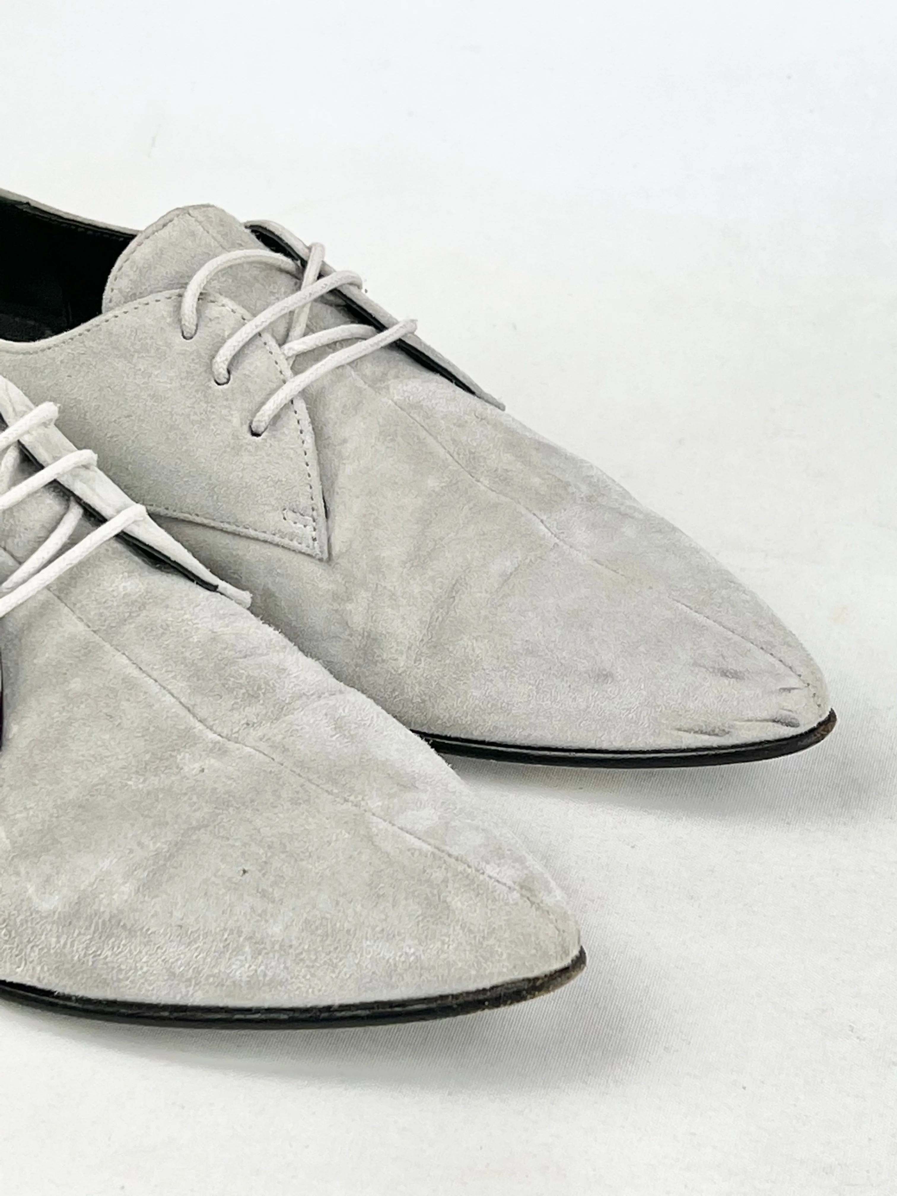 Bassike Grey Lace Up Suede Flat - EU38