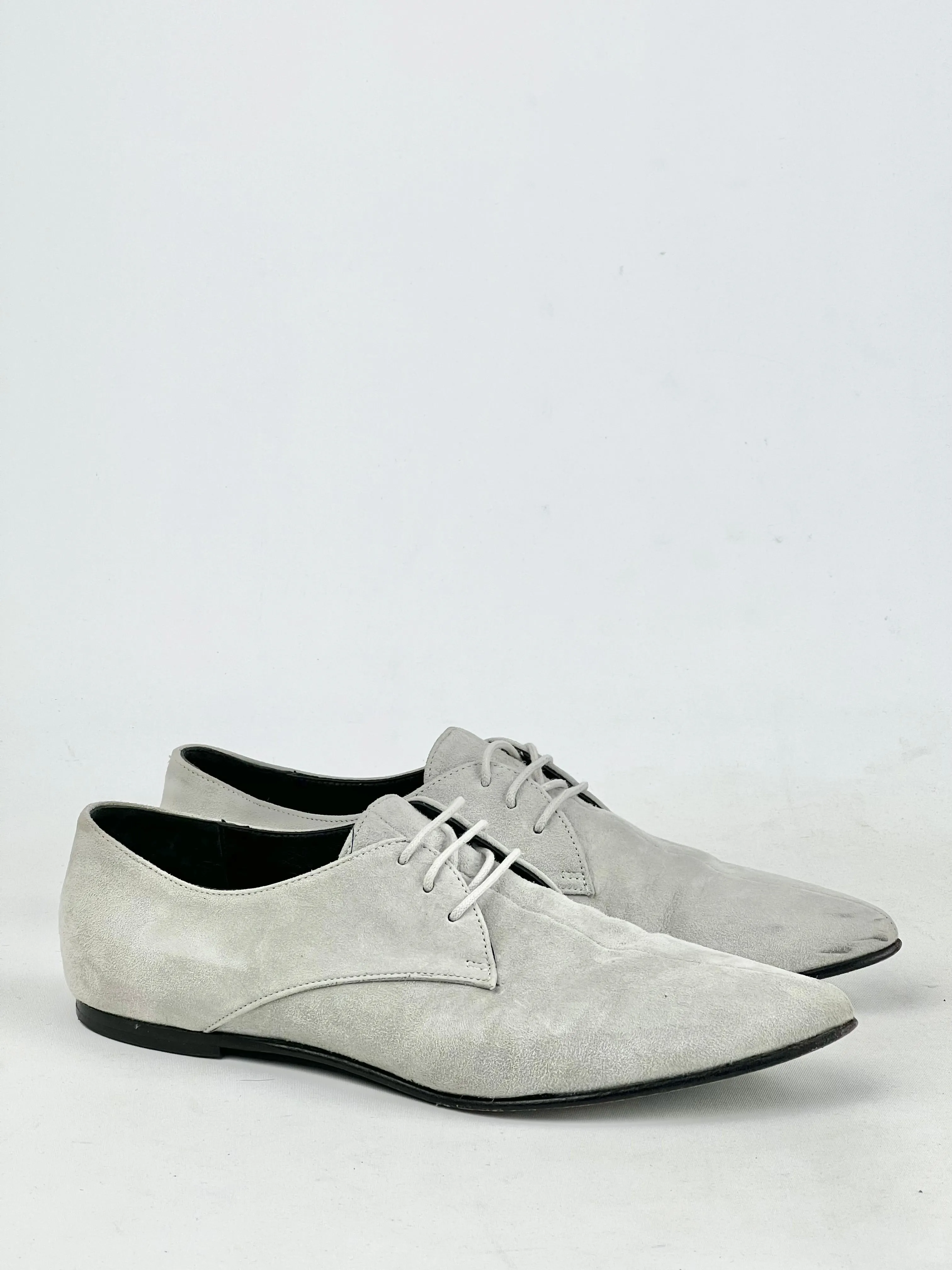 Bassike Grey Lace Up Suede Flat - EU38