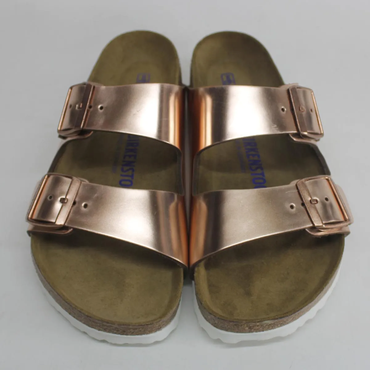 Birkenstock Arizona Metallic Copper Women Leather Soft Footbed Open-Back Sandals - UK 5