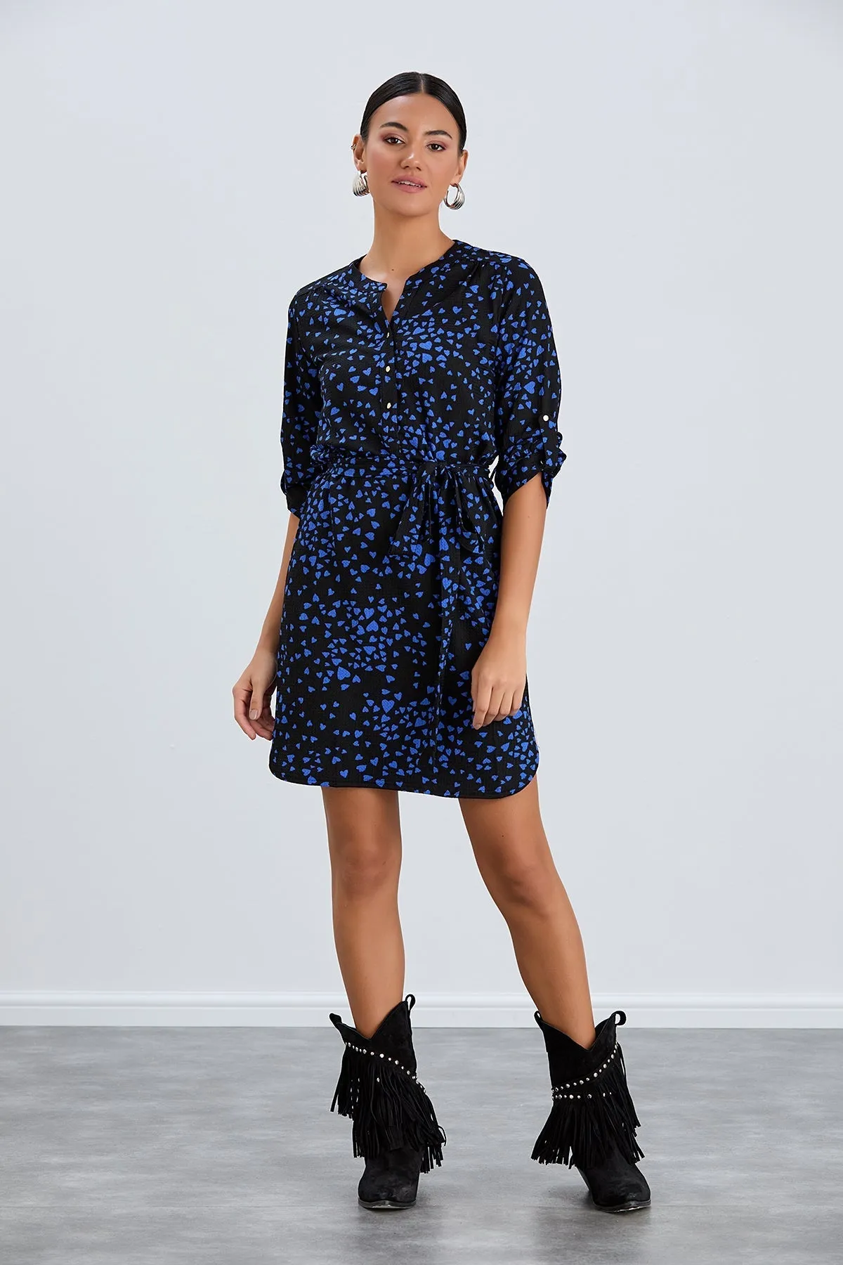 Black & Blue Heart Mini Dress