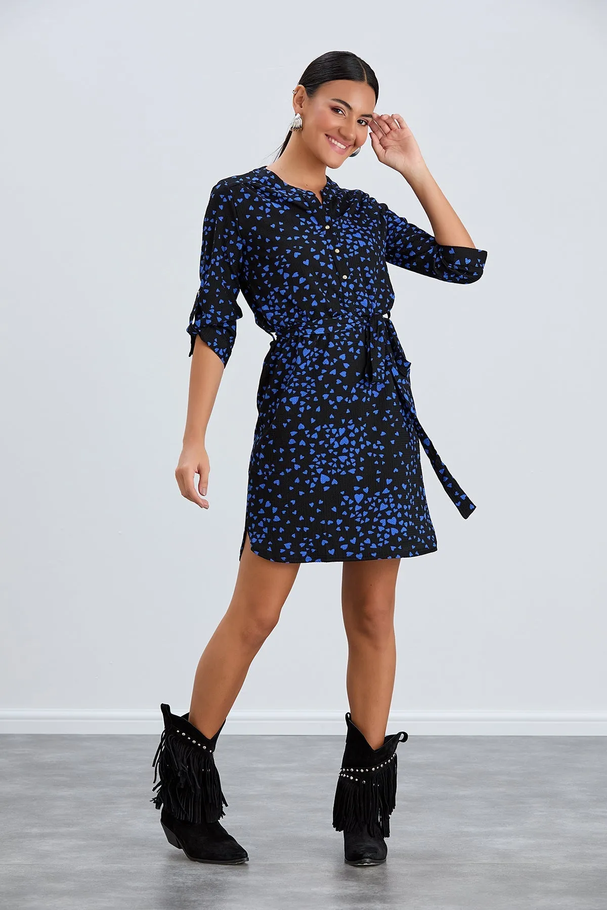 Black & Blue Heart Mini Dress