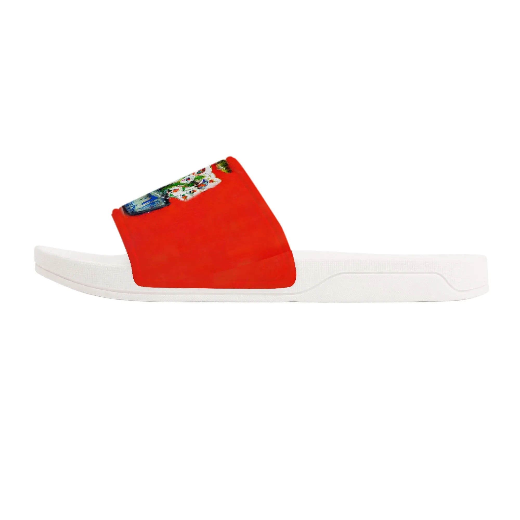 Bouquet Red Slide Sandals - White