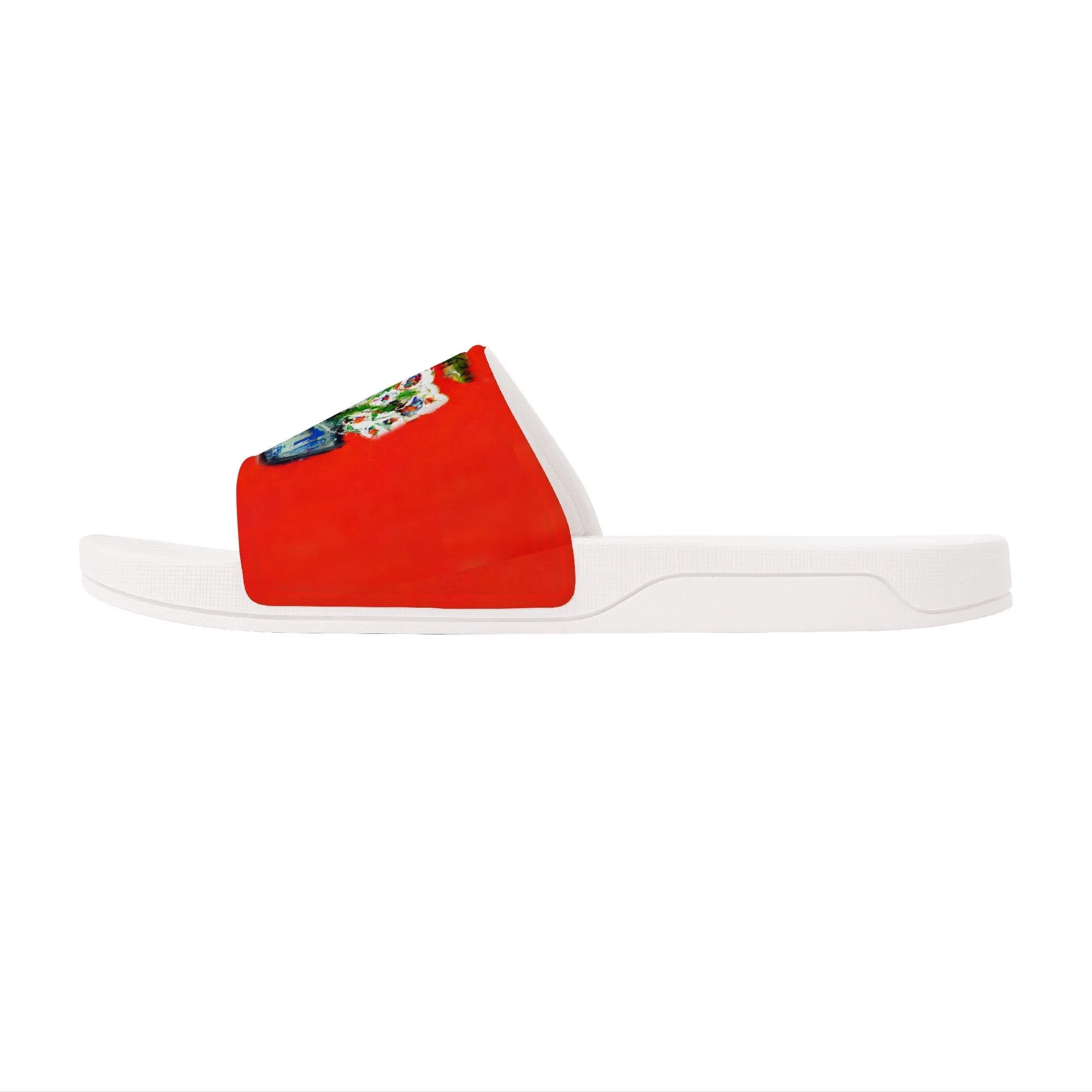 Bouquet Red Slide Sandals - White