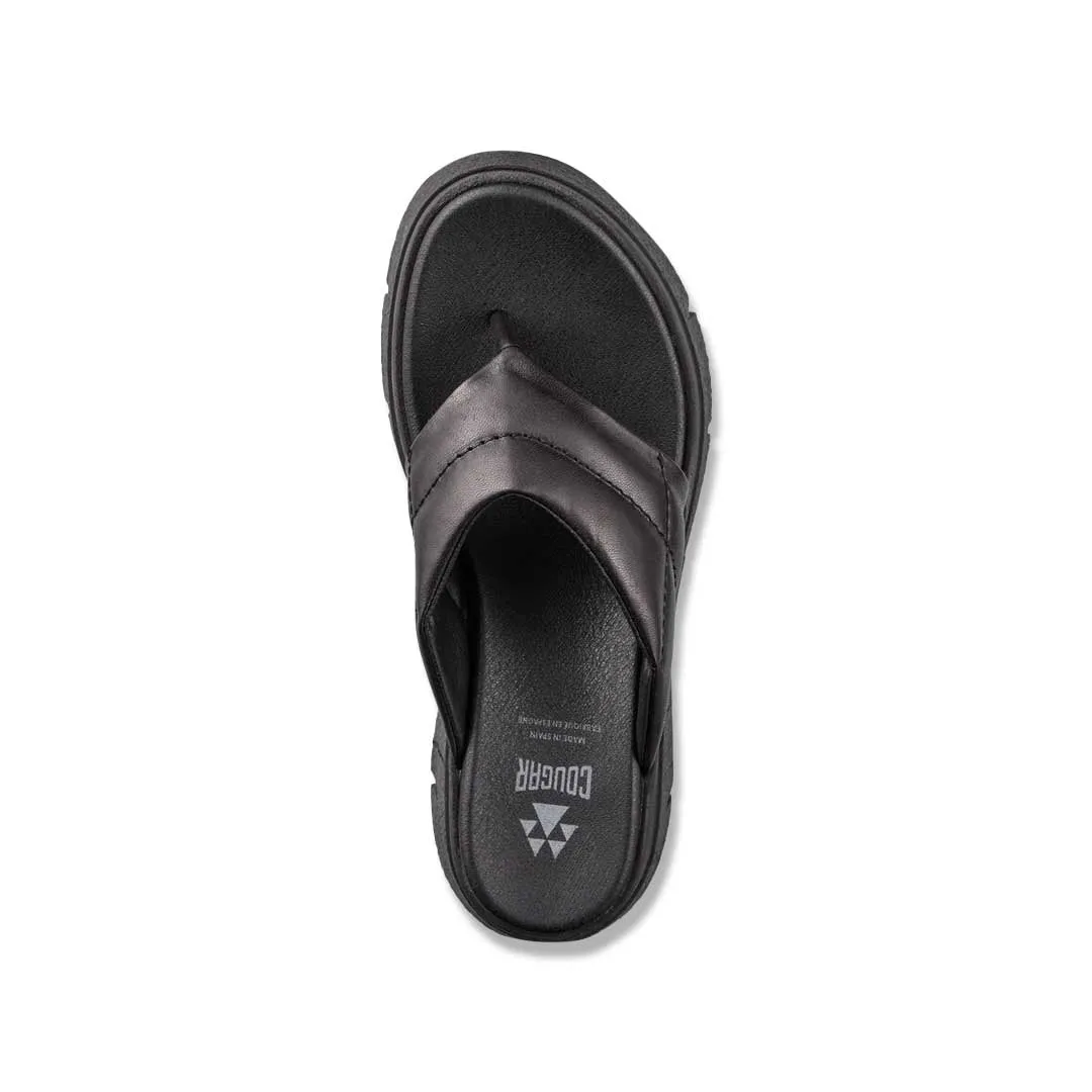 Cougar - Women's Abba Luxmotion Leather Thong Wedge Sandals (ABBA-BLK)