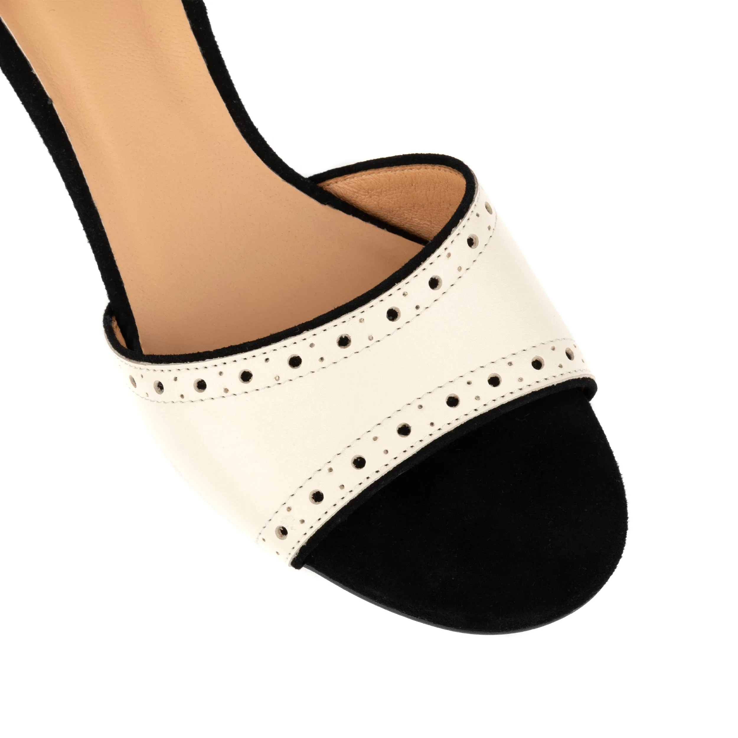 Croupier - Black Cream - Women's 2 inch heel ankle strap sandal in black & cream