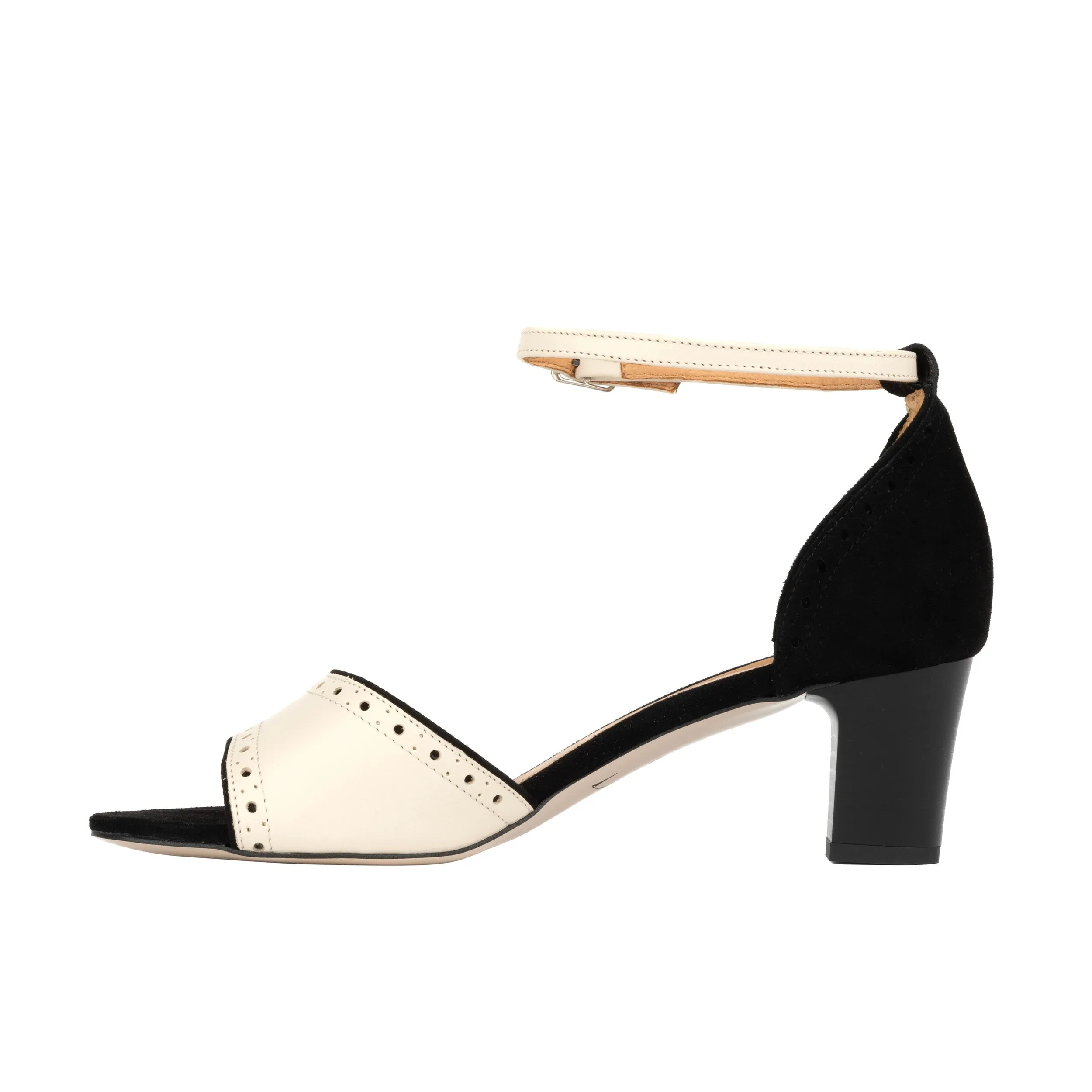 Croupier - Black Cream - Women's 2 inch heel ankle strap sandal in black & cream