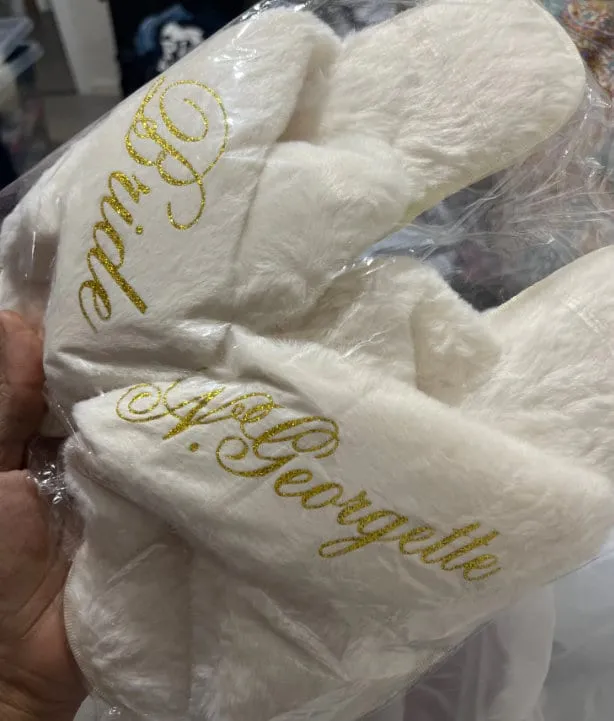 Custom Bride Bridesmaid Slippers Fluffy | Personalized Gifts | Bachelorette Party | Bridesmaid Gifts | Wedding Gifts | Bridal Shower