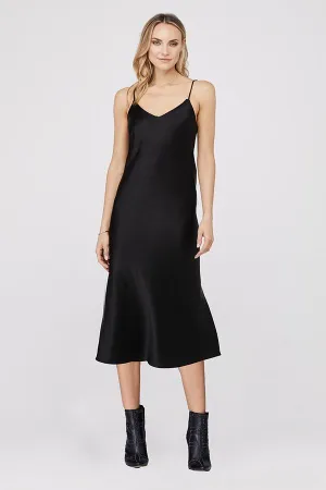 David Lerner - Kate Bias Slip Dress w/ Chain Detail in Black