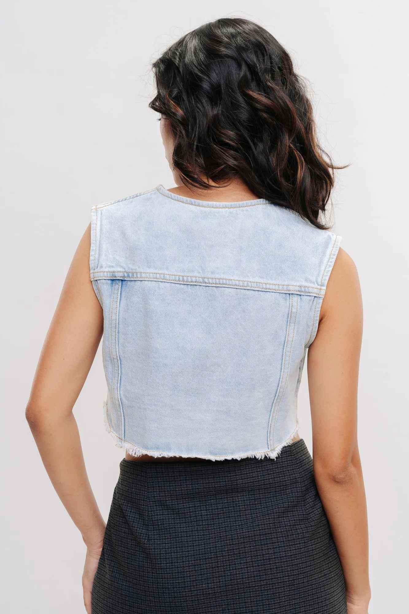 Denim Cropped Vest