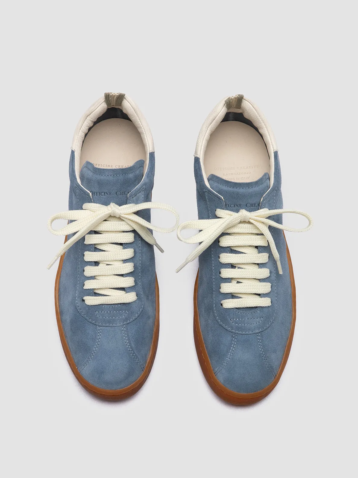 DESTINY 101 - Blue Leather and Suede Low Top Sneakers