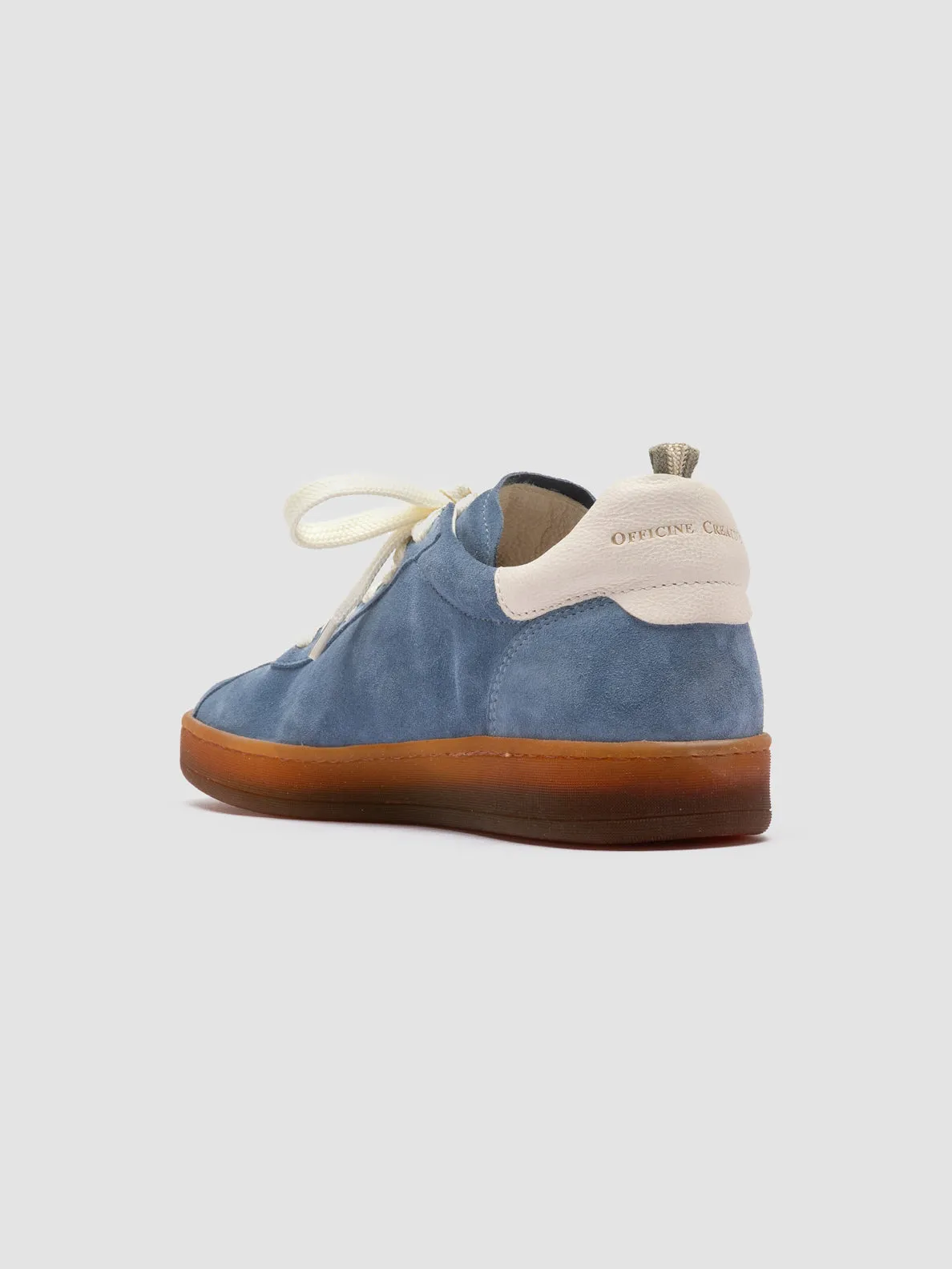 DESTINY 101 - Blue Leather and Suede Low Top Sneakers