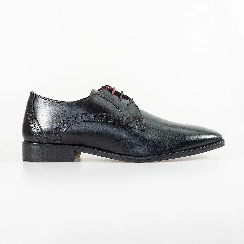 Men's Leather Derby Shoes - JOHN - Black