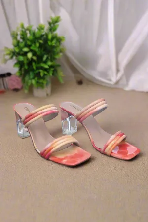 Multicolor Tie Dye Fashionable Block Heels for Women