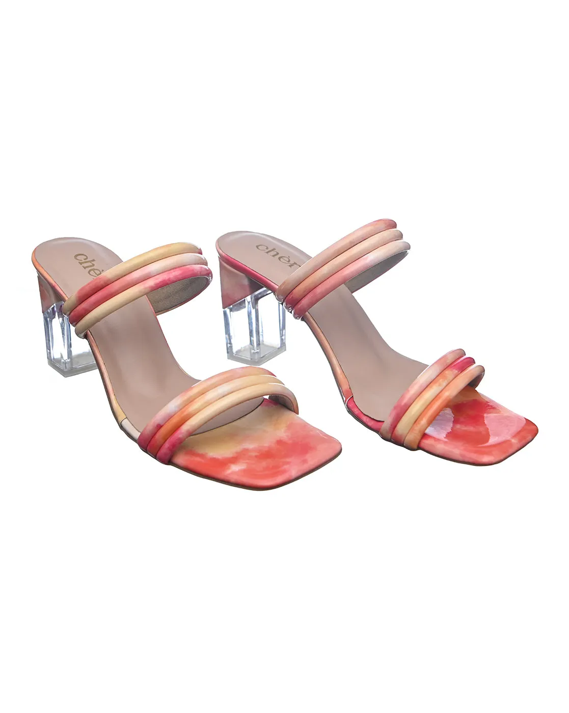 Multicolor Tie Dye Fashionable Block Heels for Women