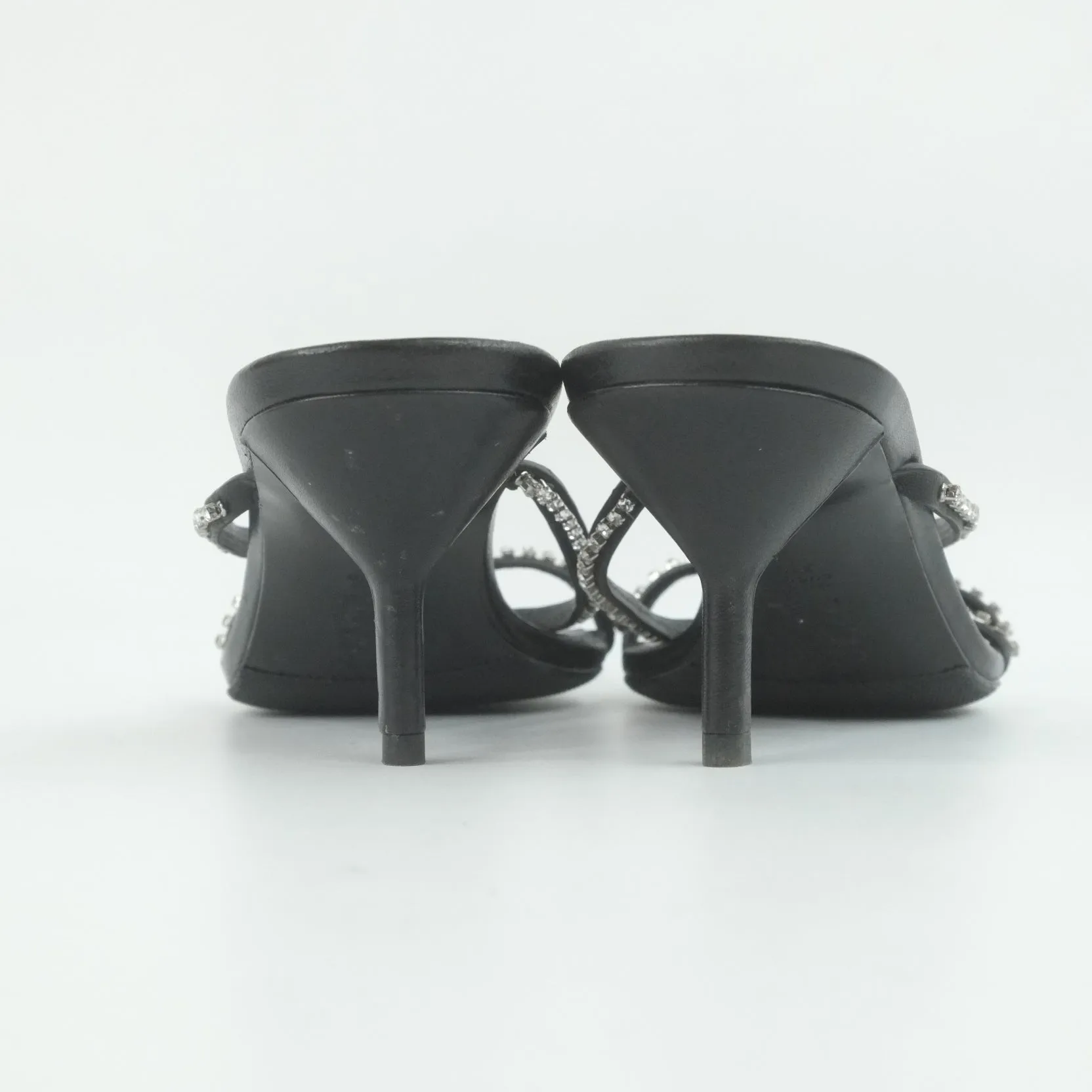 Philip Lim Heels Black Leather Crystal 37