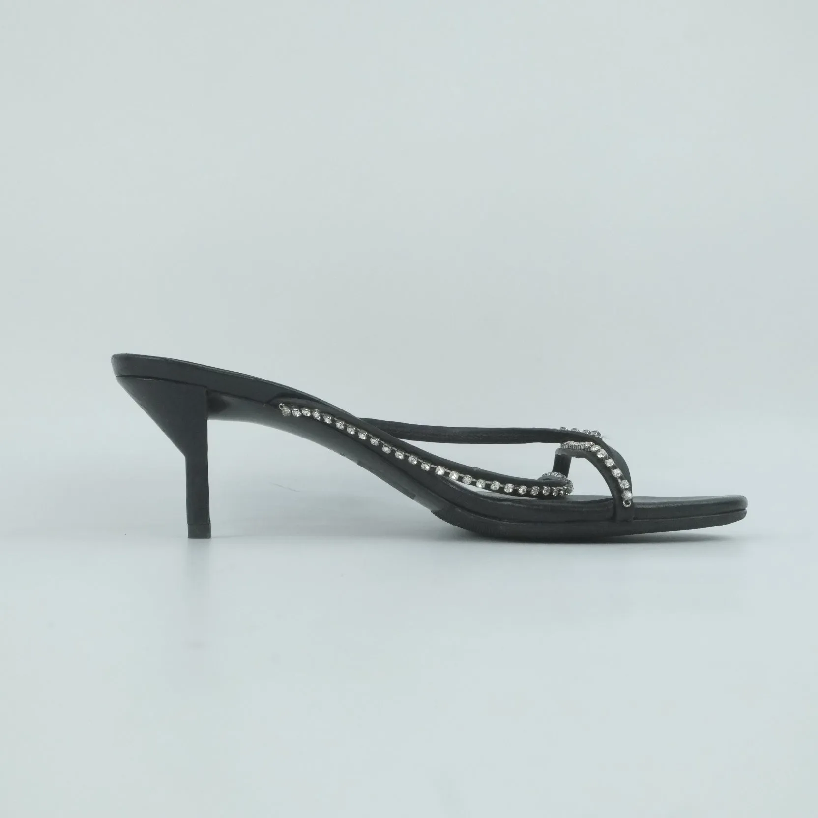 Philip Lim Heels Black Leather Crystal 37