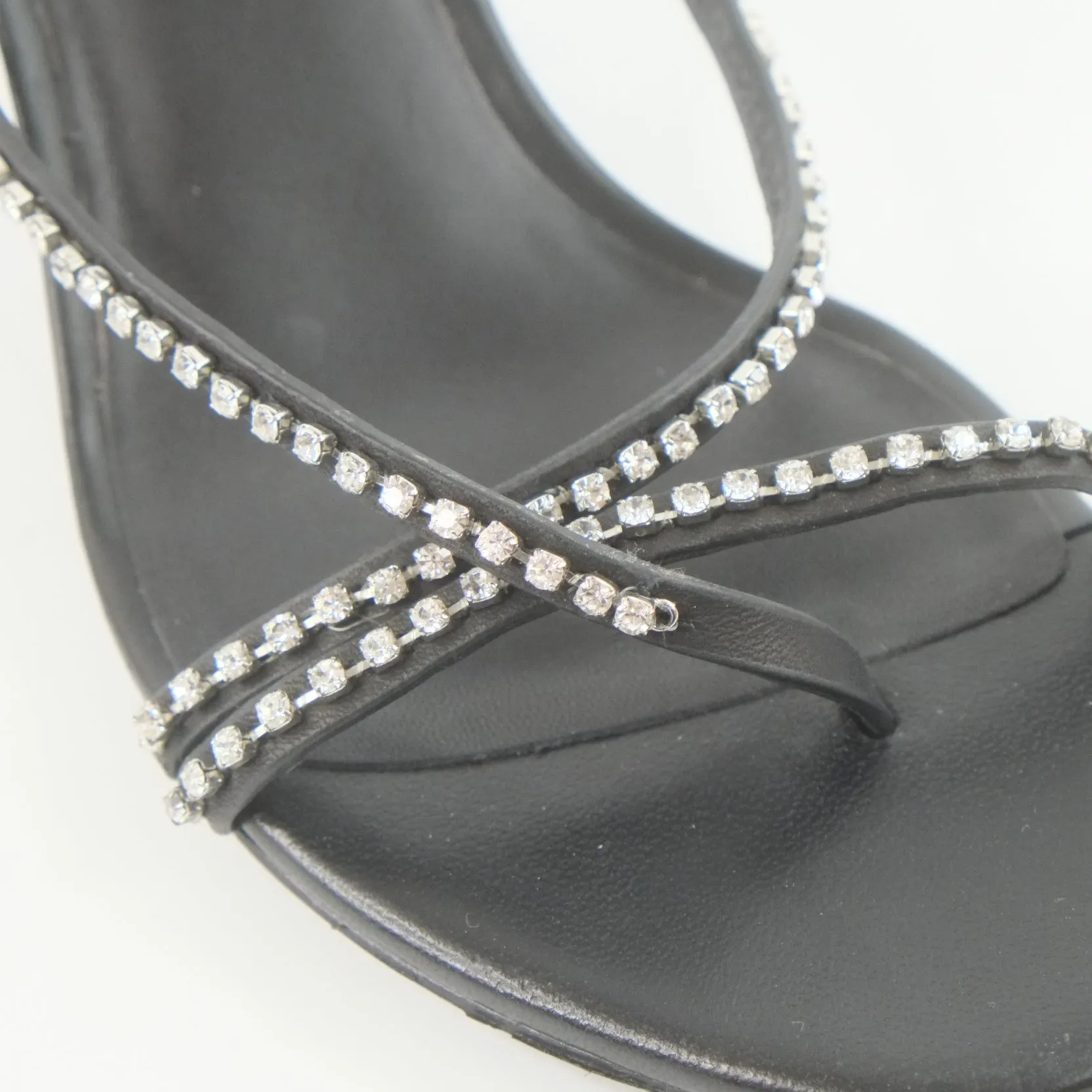 Philip Lim Heels Black Leather Crystal 37