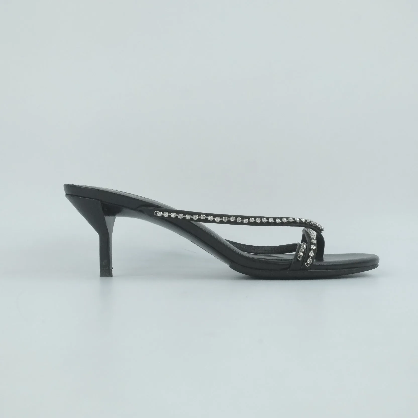 Philip Lim Heels Black Leather Crystal 37