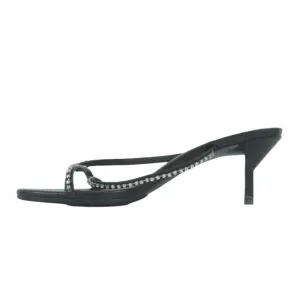 Philip Lim Heels Black Leather Crystal 37