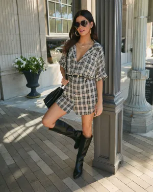 Prickly Pear Plaid Mini Shirt Dress