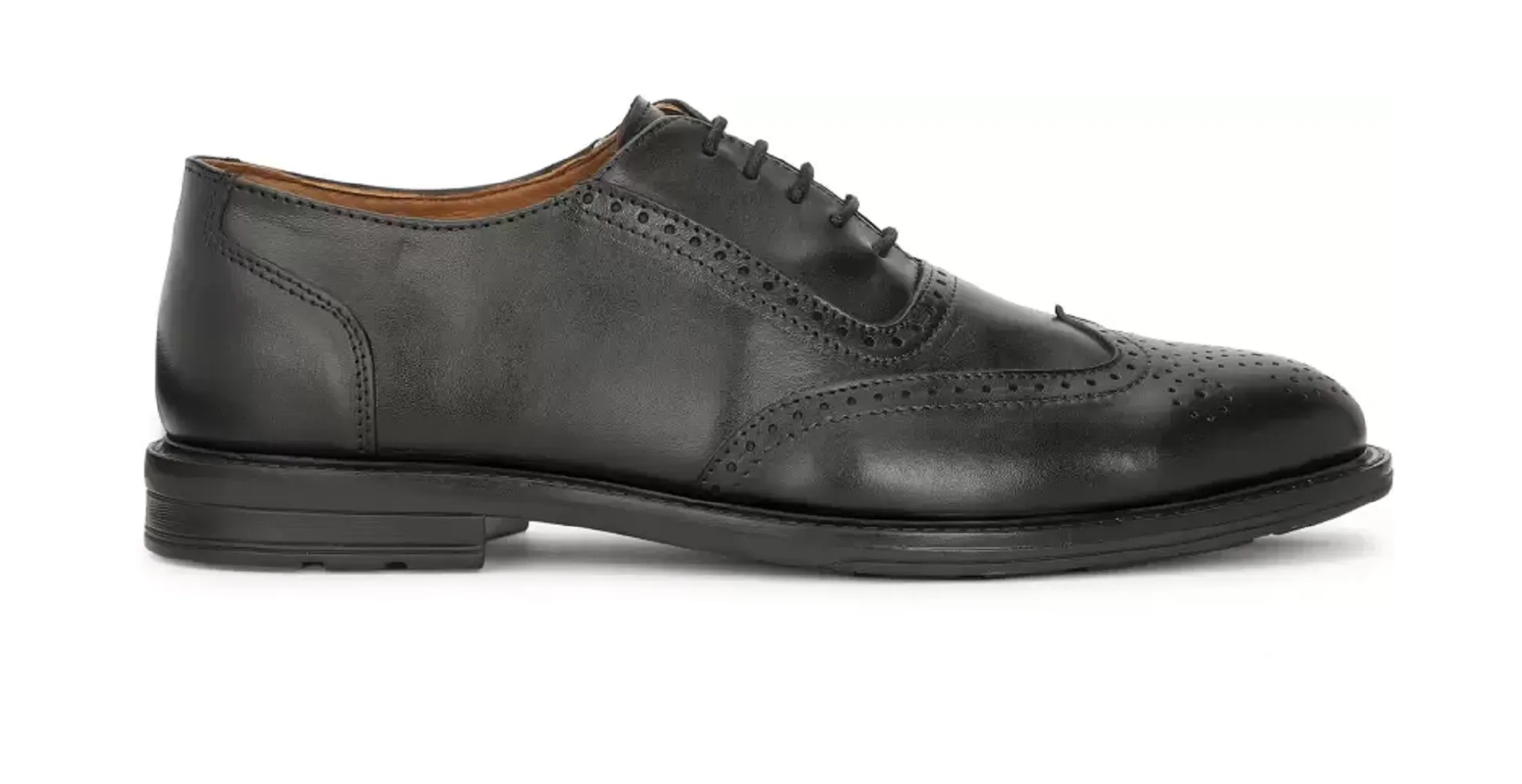 Pure Leather Brogues Shoes For Men(Color-Black)(UK Size- 7)