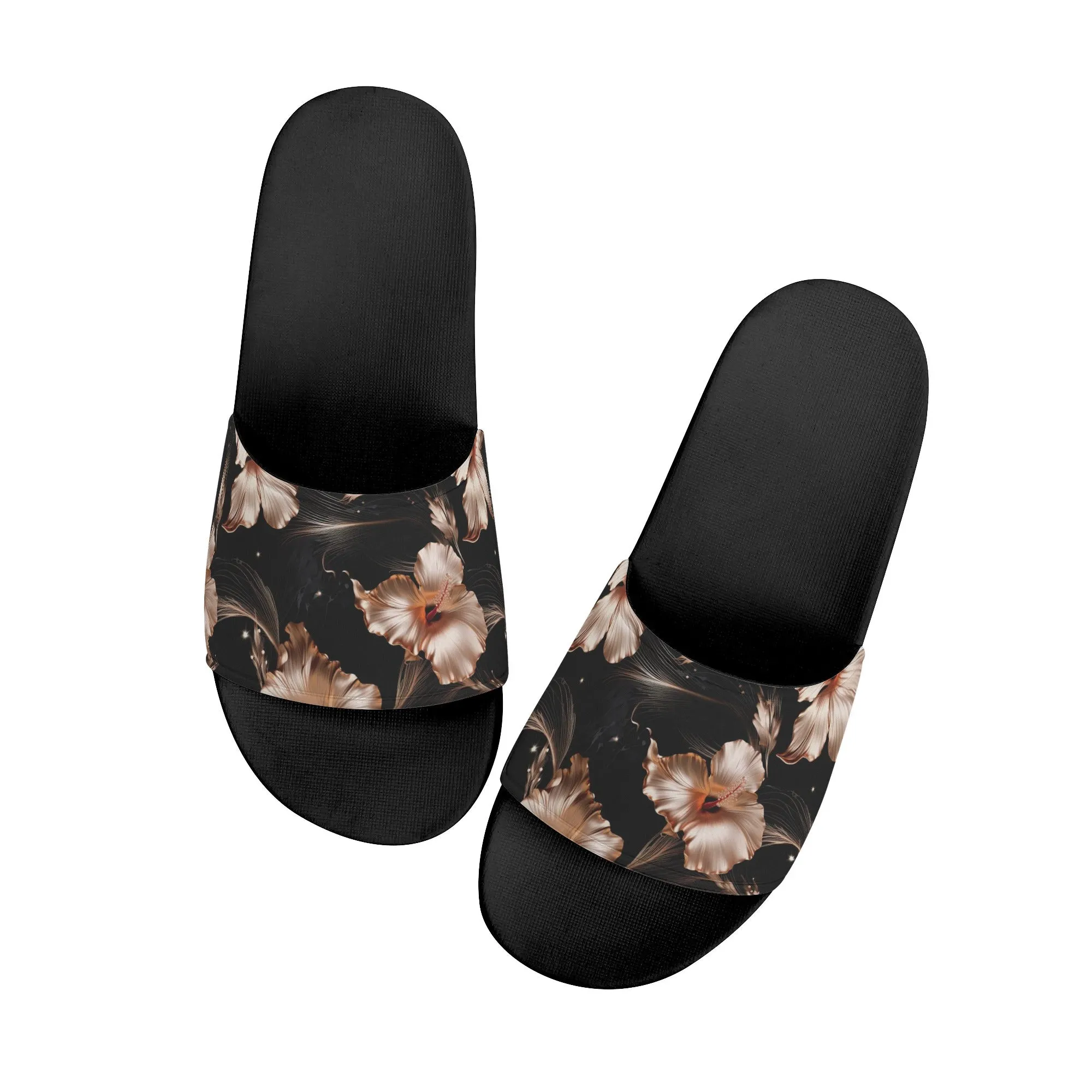 Rose Gold Blooms - Womens Slide Sandals