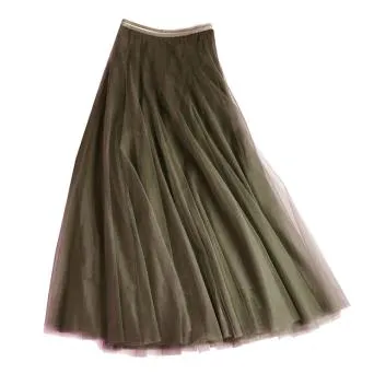 SERINNA Tulle Layer Skirt in Olive