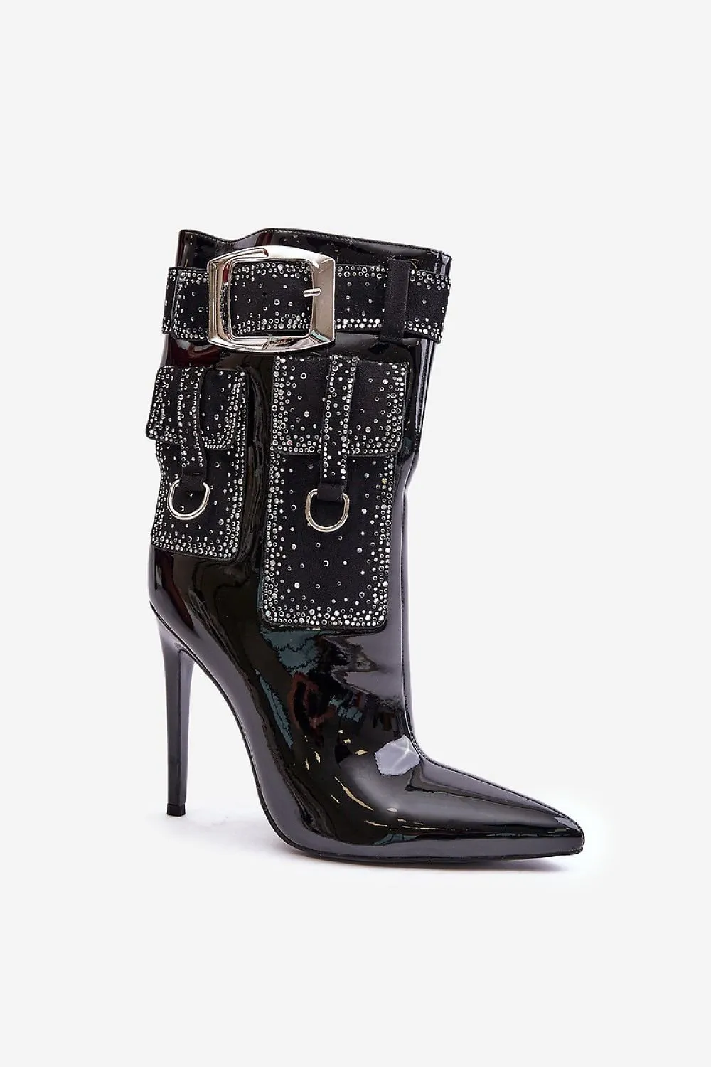 TEEK - Black Cargo Buckle Heeled Boots