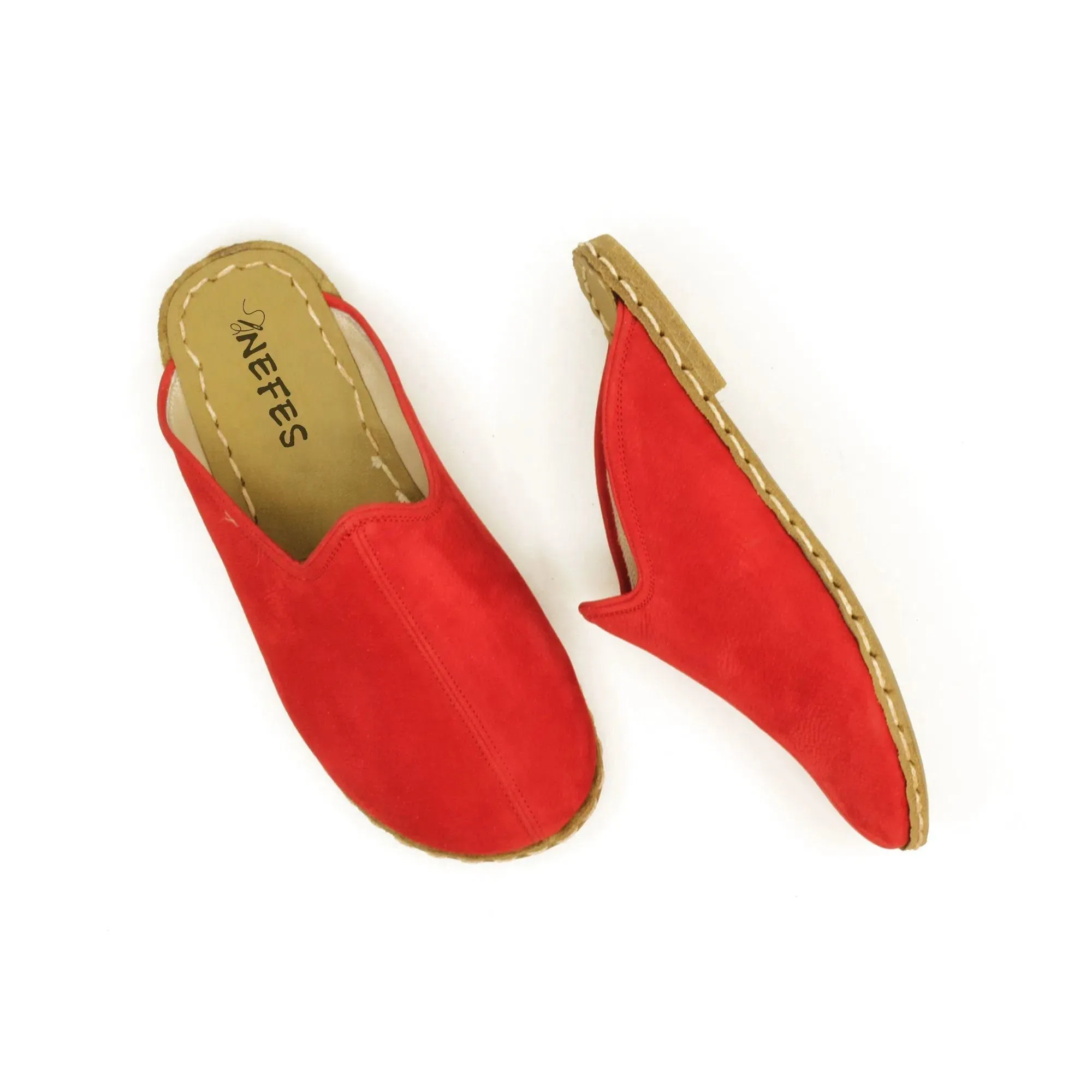 Winter Red Nubuck Barefoot Leather Slippers