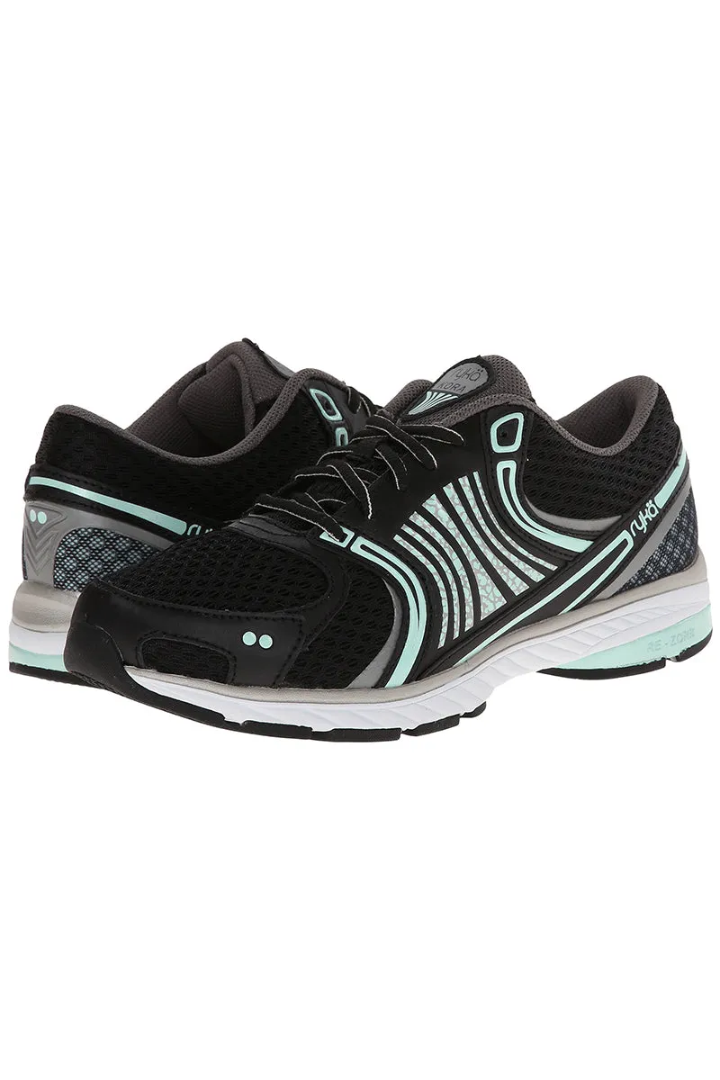 Women's Ryka Kora Running Trainers Black-Grey-Mint